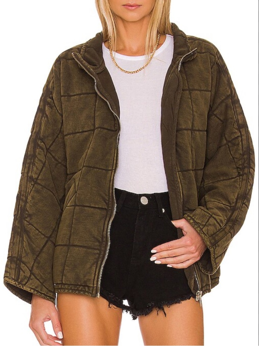 We The Free Dolman Quilted Jacket in Dusted Military
